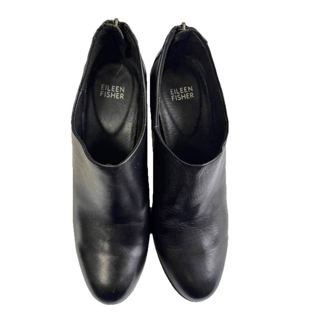Eileen Fisher Women Leather Ankle Boots Size 9 Black Zip Dress Work Shoes - Picture 11 of 16